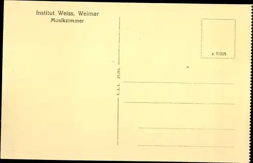 Ak Weimar in Thüringen, Institut Weiss, Musikzimmer
