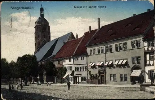 Ak Sangerhausen am Südharz, Markt mit Jakobikirche