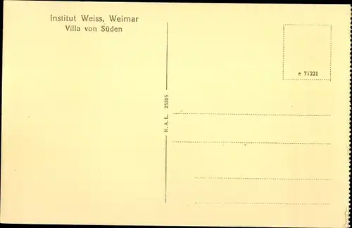 Ak Weimar Thüringen, Institut Weiss, Villa von Süden, Gartenseite