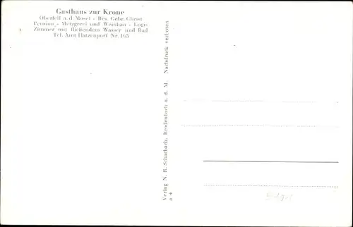 Ak Oberfell an der Mosel, Vogelschau, Gasthaus zur Krone