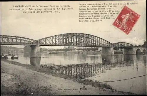 Ak Saint Mammès Seine et Marne, Le nouveau Pont sur la Seine