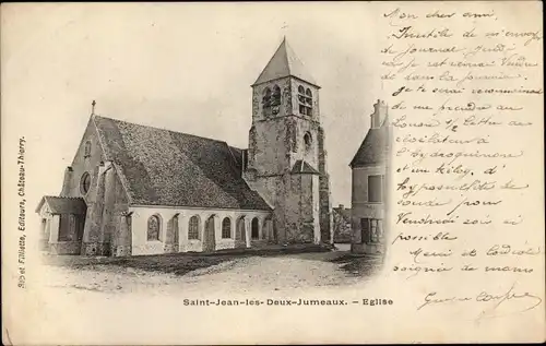 Ak Saint Jean les Deux Jumeaux Seine et Marne, Eglise