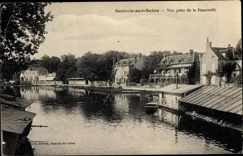 Ak Samois sur Seine Seine et Marne, Vue prise de la Passerelle