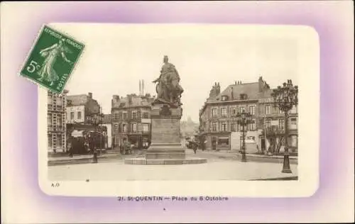 Ak Saint Quentin Aisne, Place du 8 Octobre