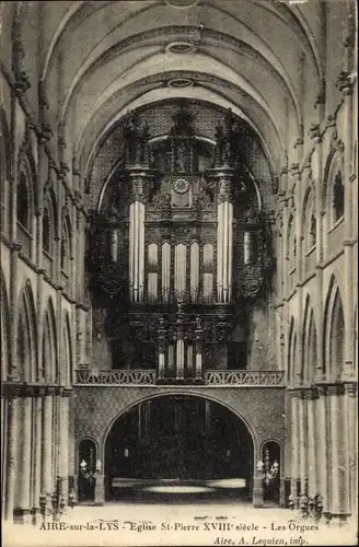 Ak Aire sur la Lys Pas de Calais, Eglise Saint Pierre, Les Orgues