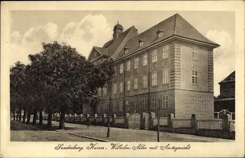 Ak Sønderborg Sonderburg Dänemark, Kaiser Wilhelm Allee mit Amtsgericht