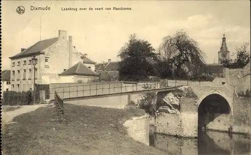 Ak Diksmuide Dixmude Westflandern, Laanbrug over de vaart van Handzame