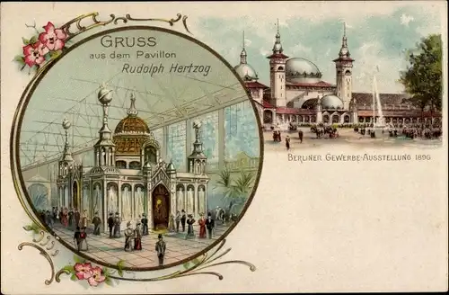 Litho Berliner Gewerbe Ausstellung 1896, Pavillon Rudolph Hertzog