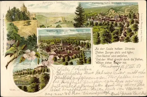 Litho Camburg an der Saale Thüringen, Dornburg, Bad Kösen, Rudelsburg, Saaleck