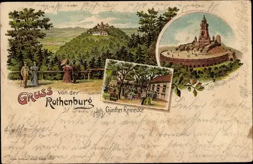 Litho Steinthaleben Kyffhäuserland in Thüringen, Rothenburg, Kyffhäuser, Kaiser Wilhelm Denkmal