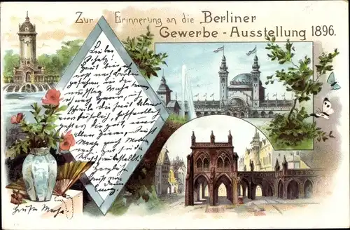 Litho Berliner Gewerbe Ausstellung 1896, Ausstellungsgebäude, Tor