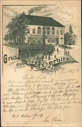 Litho Dresden Mobschatz Merbitz, Gasthaus Merbitz