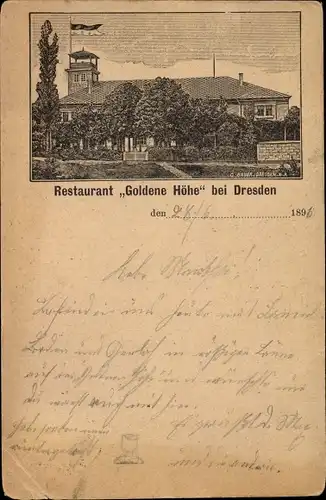 Litho Hänichen Bannewitz in Sachsen, Goldene Höhe, Gohlig, Restaurant Goldene Höhe