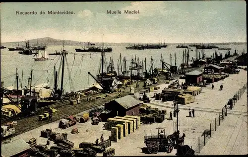 Ak Montevideo Uruguay, Muelle Maciel, Hafenkräne
