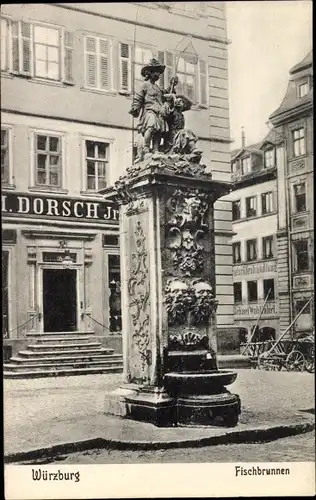 Ak Würzburg am Main Unterfranken, Fischbrunnen, Handlung Dorsch