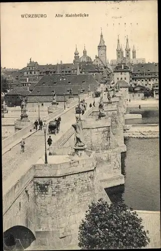 Ak Würzburg am Main Unterfranken, Alte Mainbrücke