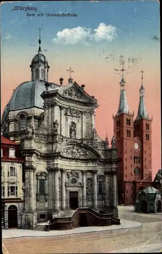 Ak Würzburg am Main Unterfranken, Dom mit Neumünsterkirche