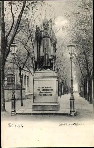 Ak Würzburg am Main Unterfranken, Julius Richter Denkmal