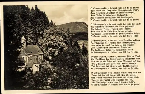 Gedicht Ak O Schwarzwald, o Heimat, wie bist du so schön, Kirche
