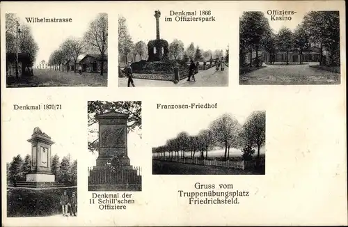 Ak Friedrichsfeld Voerde am Niederrhein, Truppenübungsplatz, Denkmäler, Offiziers Kasino, Friedhof