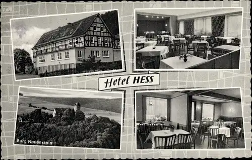 Ak Aua Neuenstein in Hessen, Hotel Hess, Burg Neuenstein