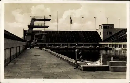 Ak Leipzig in Sachsen, Schwimmstadion an der Friedrich Ebert Straße