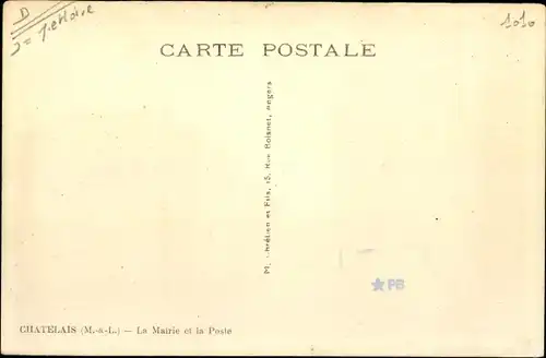 Ak Chatelais Maine et Loire, La Mairie, La Poste