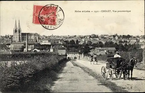 Ak Cholet Maine et Loire, Vue panoramique, Kutsche