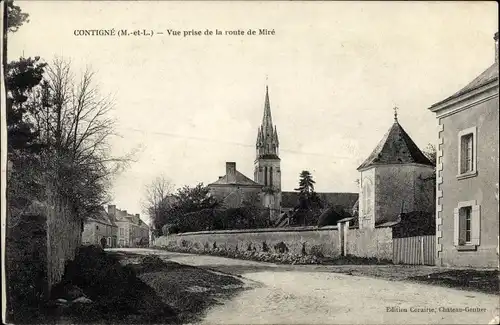 Ak Contigné Maine et Loire, Vue prise de la route de Mire