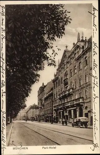 Ak München Bayern, Park-Hotel, Straßenpartie