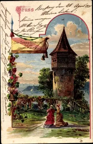 Künstler Litho Gagg, G., Insel Mainau im Bodensee, Schwedenturm