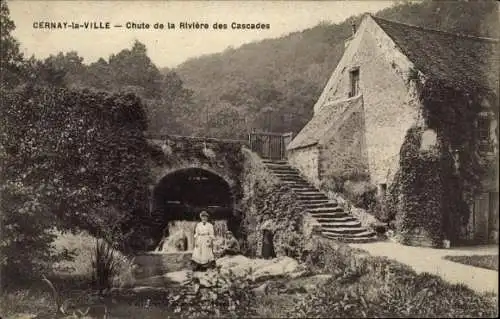 Ak Cernay la Ville Yvelines, Chute de la Riviere des Cascades