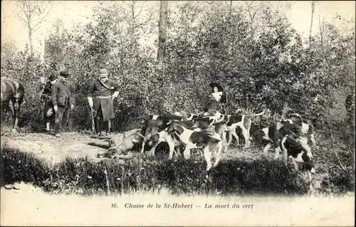 Ak Yvelines Frankreich, Chasse de la St. Hubert, La mort du cerf