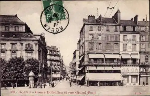 Ak Rouen Seine Maritime, Cours Boieldieu, Rue Grand Pont