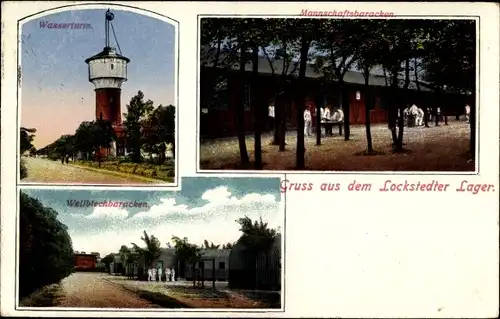 Ak Lockstedt in Schleswig Holstein, Lockstedter Lager, Wasserturm, Mannschafts- u. Wellblechbaracken