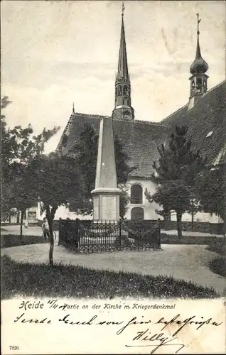 Ak Heide in Holstein, Kirche, Kriegerdenkmal