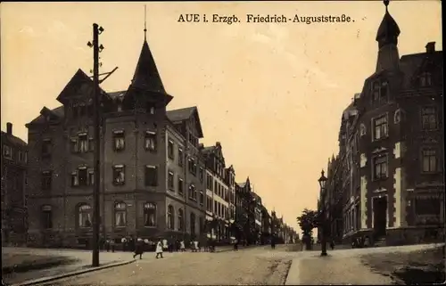 Ak Aue im Erzgebirge Sachsen, Friedrich August Straße