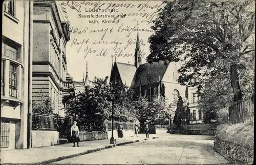 Ak Lüdenscheid im Märkischen Kreis, Sauerfelderstraße, Kath. Kirche