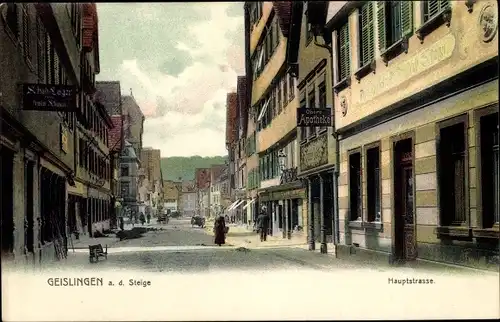 Ak Geislingen an der Steige, Hauptstraße, obere Apotheke