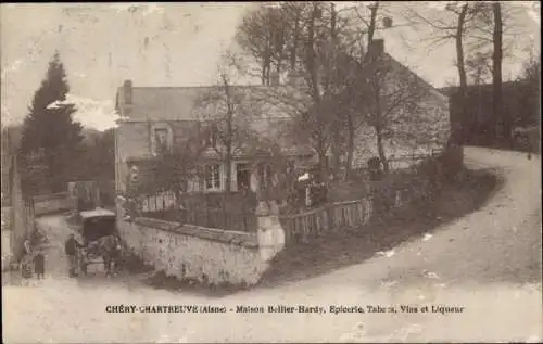 Ak Chéry Chartreuve Aisne, Maison Bellier Hardy, Epicerie, Tabacs, Vins et Liqueur