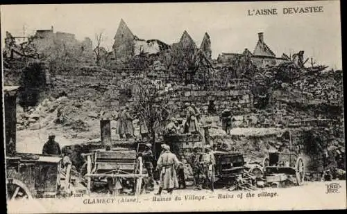 Ak Clamecy Aisne, Ruines du Village