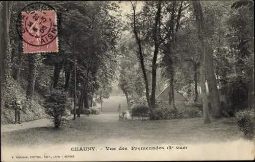 Ak Chauny Aisne, Vue des Promenades