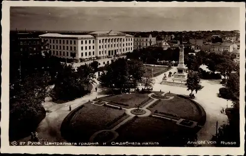 Ak Russe Roustchouk Bulgarien, Blick auf die Stadt, Platz, Denkmal