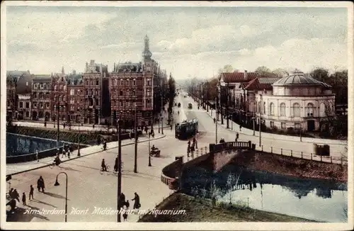 Ak Amsterdam Nordholland Niederlande, Plant. Middenlaan met Aquarium