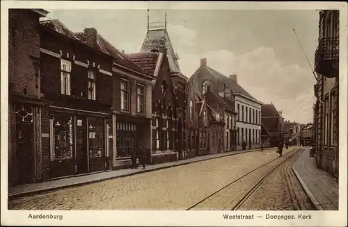 Ak Aardenburg Sluis Zeeland Niederlande, Weststraat, Doopsgez. Kerk