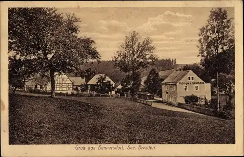 Ak Hennersdorf Dippoldiswalde im Erzgebirge, Kempe's Gasthaus, Blick auf den Ort