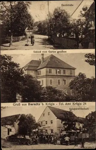 Ak Barnitz Krögis in Sachsen, Dorfstraße, Schloss, Schankwirtschaft