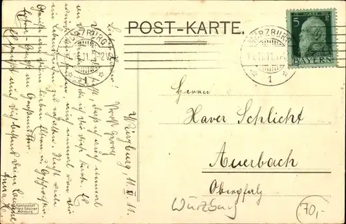 Studentika Ak Würzburg am Main Unterfranken, § 11, Datum 11.11.1911, Weinkelch, Weintrauben, Festung