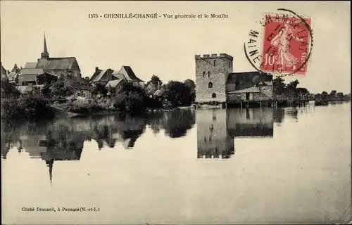 Ak Chenillé Changé Maine et Loire, Vue generale, Le Moulin