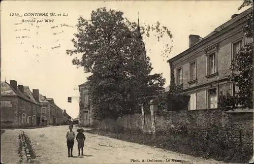 Ak Contigné Maine et Loire, Arrivee par Mire